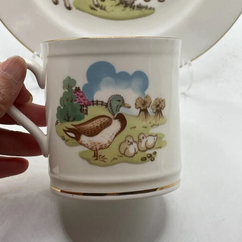 Vintage Rare Princess House Spode Hammersley Child's Farm Animal Dish Set 3 PCS